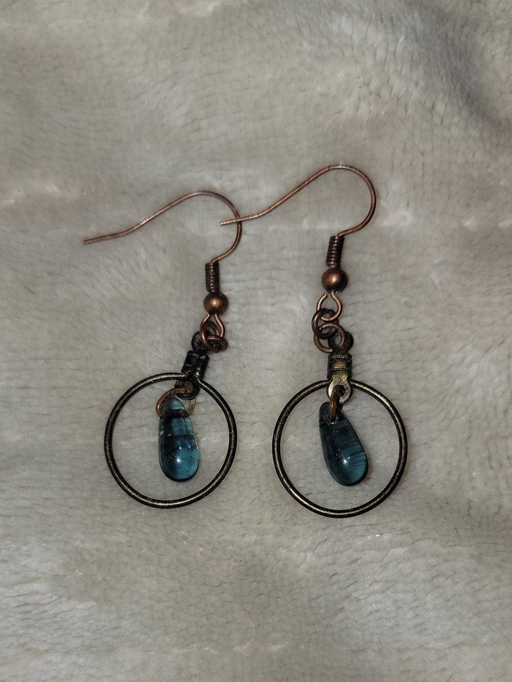 Handcrafted Blue Teardrop Hoop Earrings - Women Jewelry